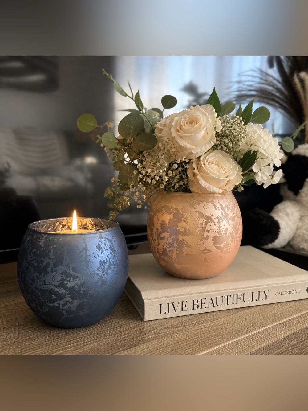 Set of 3  Metallic Decorative Glass Holders | Candle Holder or Chic Mini Vase